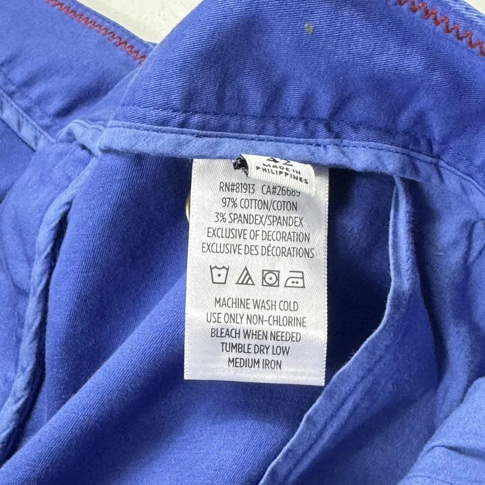 Robert Graham Shorts Mens‎ 42 Blue Classic Fit Stretch Casual Chino Flat Front